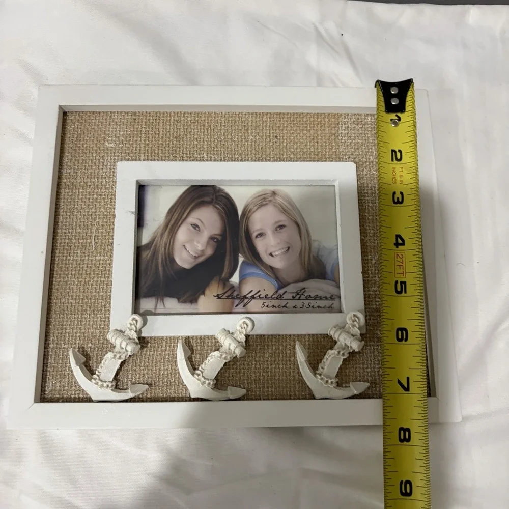 Sheffield Home picture Photo frame nautical Anchors Beige White 3.5 X 5 Beach
